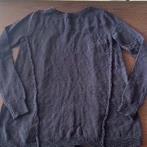 Jolt Womens Cable Knit Sweater Chiffon Back Panel Navy Medium Brand New NWOT